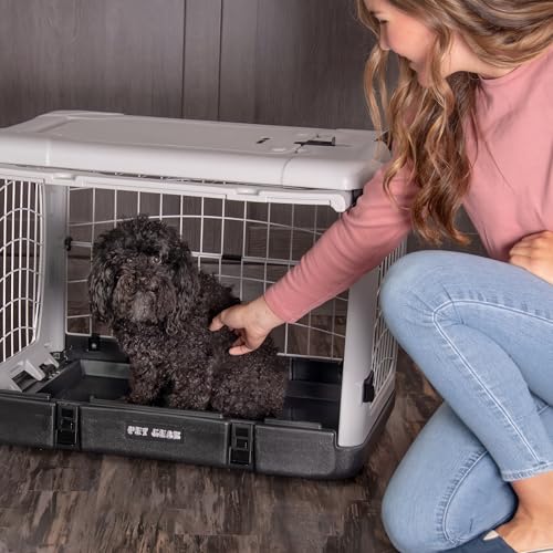 Pet Gear “The Other Door” 4 Door Steel Crate for Dogs/Cats with Removable Tray, Fog, 27 Inch - color: FOG, size: 27.0"L x 18.3"W x 21.8"H