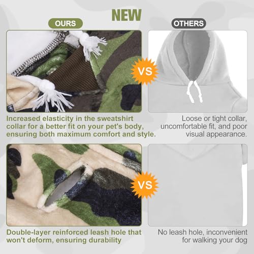 BEAUTYZOO Dog Hoodie for Small Medium Dogs Puppy, Soft Fleece Dog Sweater Cold Weather Coats with Pocket, Pet Outfits Hooded Sweatshirt Chihuahua Cat Jacket Clothing Warm Camo French Bulldog Clothes - color: Army Green, size: Small/Medium