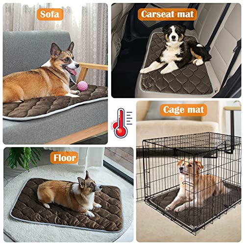 Self Warming Cat Bed Self Heating Cat Mat Thermal Pet Bed Mat Self-Warming Dog Crate Pad - color: Coffee, size: 20.0"L x 16.0"W x 0.5"Th