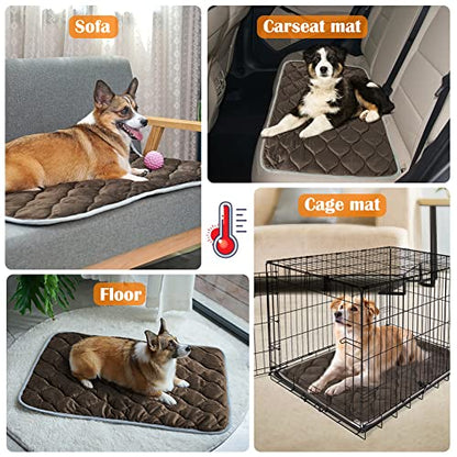 Self-Warming Cat Bed and Dog Crate Pad - Thermal Pet Heating Mat - color: Coffee, size: 34.6"L x 22.8"W x 0.5"Th
