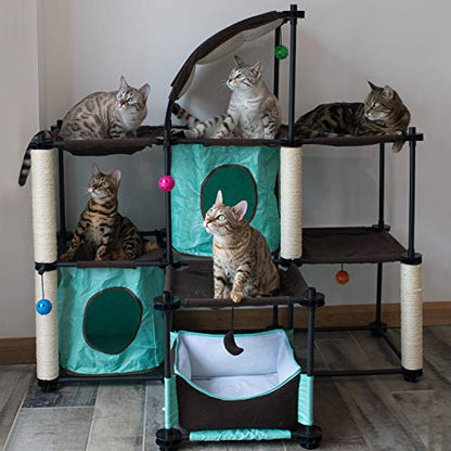 Kitty City Claw Indoor and Outdoor Mega Kit Cat Furniture, Cat Sleeper, Outdoor Kennel - color: B) Canopy Bed