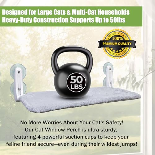 Foldable Cat Window Perch with Sturdy Frame - Plush & Breathable Hammock for Window, 360° View Perch | Indoor Kitty Window Desk