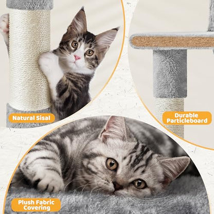 Yaheetech | 54in Cat Tree | Multi-Level Cat Tower w/Spacious Perch, Cozy Condo and Hammock, 3 Scratching Posts, Interactive Toy | Sturdy Pet Furniture | for Indoor Kittens to Large Cats | Light Gray - color: Light Gray