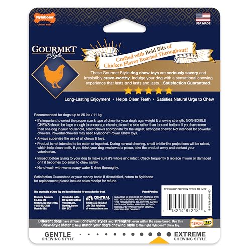 Nylabone Gourmet Style Wishbone Strong Chew Toy for Dogs, Chicken Flavor, Small - Up to 25 lbs, 1 Count - size: Small