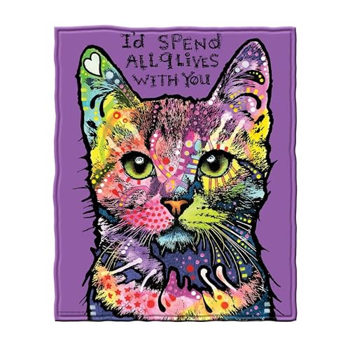 Dawhud Direct 50x60-Inch Cat Blanket Dean Russo 9 Lives - Plush Fleece Throw Blanket for Adults and Kids - Soft and Cozy for Bed, Couch, or Travel - Thoughtful Cat Lover Gifts for Women - color: Dean Russo 9 Lives Cat, size: 50" x 60"