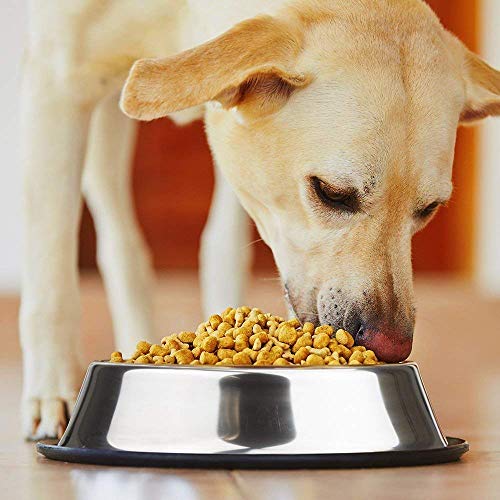 WEDAWN Stainless Steel Dog Bowls, 3.5 Cup/28oz Cat Bowl Water and Food with Rubber Base, Pet Bowls for Large Dogs, 2Pack - color: Stainless steel (2Pack), size: 3.5 Cup/10.2" Dia x 2.4" H (2Pack)