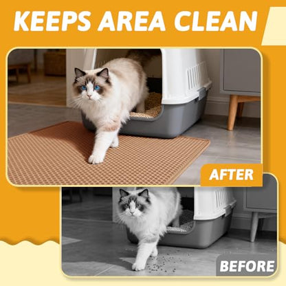 Pieviev Cat Litter Mat Double Layer Waterproof Urine Proof Trapping Mat 1 Pack (30''X24'', Brown) - color: Brown