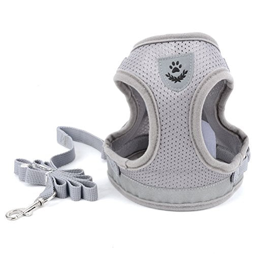 Zunea Small Dog & Cat Harness Leash Set, No Pull Reflective Adjustable Step-in Soft Mesh Padded Puppy Vest Harness Leads, Escape Proof for Walking, Gray, S - color: Gray, size: S (Chest:13.5 Inch, for 3-7lbs)