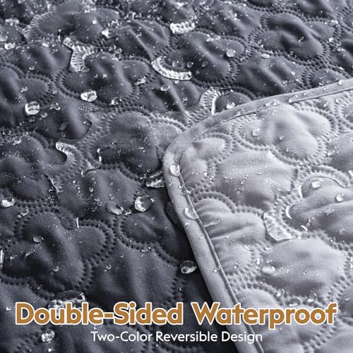FunFurry Waterproof Dog Blanket, Couch Cover for Dogs Washable, Reversible Dog Bed Cover. (Dark＆Light Grey, 68 X 82 Inch - 1 Pack) - color: Dark＆light Grey, size: 68 X 82 Inch - 1 Pack