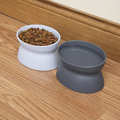 Kitty City Elevated Cat Bowls (Set of 2),Whisker-Friendly Raised Cat Food & Water Dishes,Modern Pedestal Design,Dishwasher Safe,6.5 oz Each – White & Gray,(Pack of 6) - size: Small (Pack of 6)