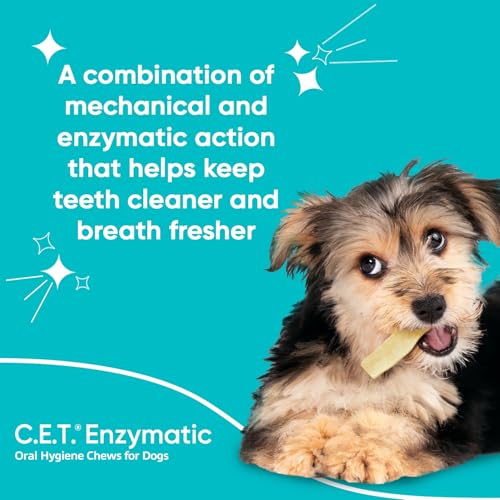 Virbac C.E.T.® Enzymatic Oral Hygiene Chews for Dogs, Medium - Plaque & Tartar Control - Single Layer Beefhide with Exclusive Dual-Enzyme System & Tasty Chicken Flavor - Easy to Give Dog Dental Chew - size: 12.8 Ounce (Pack of 1)