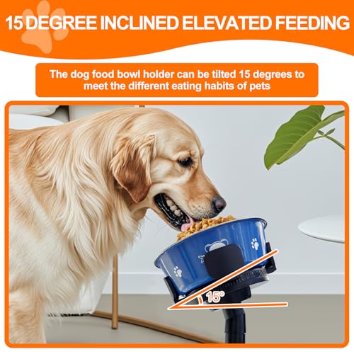 Elevated Dog Bowls 3 Height Adjustable Raised Bowl Stand with 42oz Stainless Steel Dog Food Bowls Tiltable Dogs Feeder Adjusts to 5.5",9.45",13.2" Non-Slip for Small Medium Large Dogs - color: With Bowls