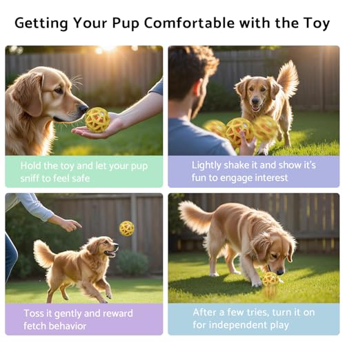 seagi Interactive Dog Toys – Durable Automatic Bouncing & Vibrating Interactive Dog Ball for Smart Play, Motion-Activated Moving Dog Toy for Small/Medium/Large Dogs,USB Rechargeable (Yellow) - color: Yellow