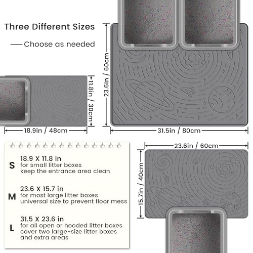 OHMO Cat Mat for Litter Box, Large 31.5x23.6 Dark Grey, High Edge Silicone Scatter Control Waterproof Trapping Mat - color: Dark Grey, size: 31.5"L x 23.6"W
