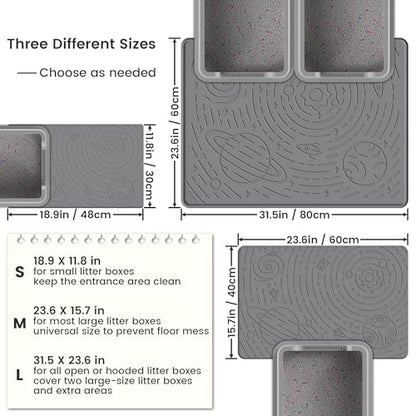 OHMO Cat Mat for Litter Box, Large 31.5x23.6 Dark Grey, High Edge Silicone Scatter Control Waterproof Trapping Mat - color: Dark Grey, size: 31.5"L x 23.6"W