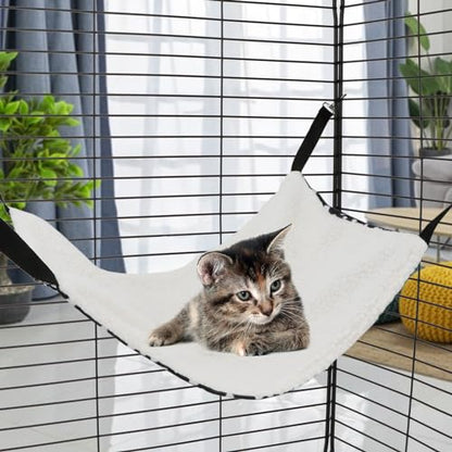 2 Pack Small Animal Hammock Soft Fleece Sleeping Bed for Mice Rat Chinchilla Guinea Pig Ferret Kitten Cat Rabbit (L: 20.83x13.76inch, Black White Dot) - size: L 19.7" x 13.4"