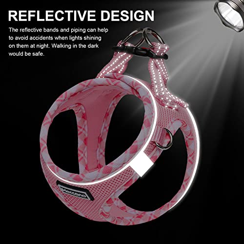 Mercano Soft Mesh Dog Harness and Leash Set, Step-in Reflective Breathable Lightweight Vest Harnesses with Safety Buckle for Small Dogs, Cats (Pink, S) - color: Pink, size: S (Chest: 13.2"-15.2")