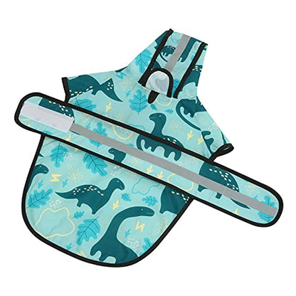 HDE Dog Raincoat Jacket Reflective Adjustable Hooded Pet Poncho Rain Coat with Leash Hole for Small to X-Large Dogs Dinosaurs - S - color: Dinosaurs, size: Small