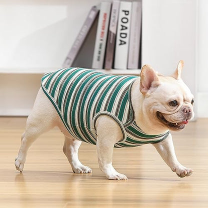 Dog Shirts Vest Cotton Striped T-Shirt, Sleeveless Stretchy Pet Clothes for Small Dogs, 2-Pack Soft Breathable Puppy Tank Top Cat Tee (XX-Large, Pine Green,Plum Red) - color: Pine Green,Plum Red, size: XX-Large