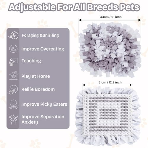 Snuffle Mat for Dogs | Travel-Friendly & Durable Dog Sniff Mat | Encourages Foraging, Slow Eating, Mental Stimulation & Stress Relief | Interactive Dog Enrichment Mat for Puppies & Adult Dogs (Grey) - color: Light Gray