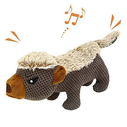 IOKHEIRA Dog Plush Toys for Aggressive Chewers, Indestructible Dog Squeaky Toys with Crinkle Paper, Durable Teething Chew Toys for Medium and Large Breed (Grey) - color: Grey