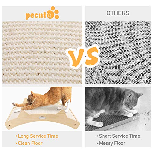 Double-Sided Sisal Cat Scratcher, Cat Scratchers for Indoor Cats with Natural Sisal + Carpet Cloth, Durable Solid Wooden Structure Scratch Pad, 16.5 x 10.8in