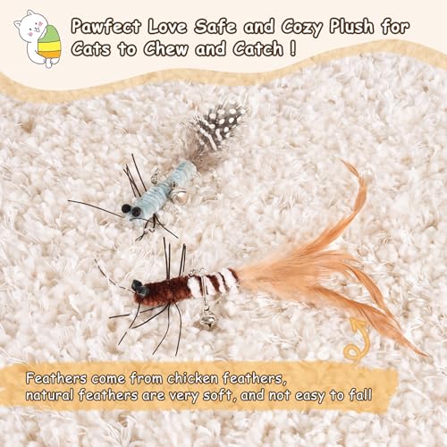 ORSDA Cat Toys, Cat Feather Toy for Indoor Cats, Replacement Teaser, Interative for Cats with Bell, Kitten Toys