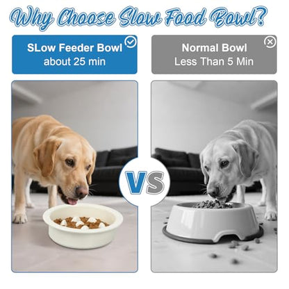Ceramic Slow Feeder Dog Bowl 6.3inch Dog Food Dish Anti-Choking Puzzle Dogs Food Bowls Pet Slow Feeders Slows Down Eating Bloat Stop for Medium and Small Dogs and Cats