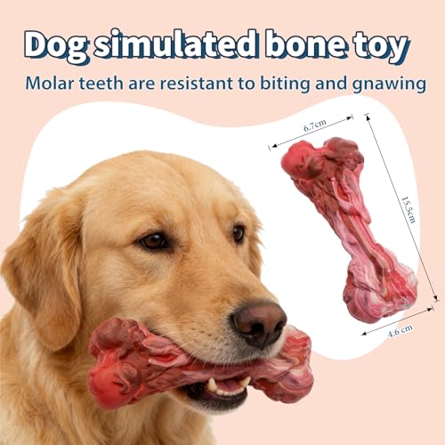 Indestructible Simulated Bone Dog Chew Toy - Food-Grade Natural Rubber for Aggressive Chewers, Dental Cleaning Toy for Small/Medium/Large Breeds