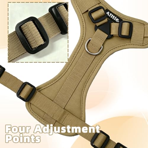 AIITLE Medium Dog Harness No Pull, Reflective Adjustable Vest with Handle, No Choke Design, Dual Metal Leash Clips for Walking Training Running Camping, Small Medium Breeds - Khaki L - color: Khaki, size: L