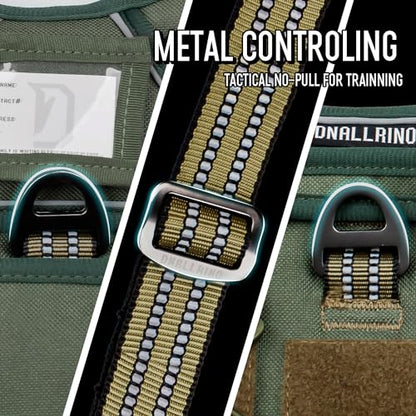 Tactical Dog Harness for Medium & Large Dogs, Green Adjustable No-Pull Control with Handle, Heavy Duty Reflective Vest - Size M - color: Army Green, size: Medium