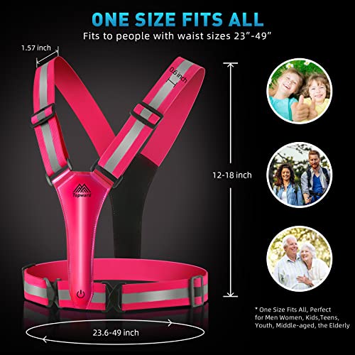 LED Reflective Vest Safety Gear, Light Up Vest for Night Walking Cycling, High Visibility Running Vest with Reflective Strips - color: Pink-02