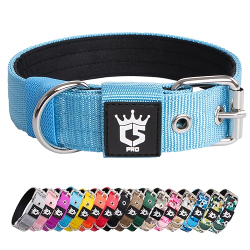 TSPRO Tactical Dog Collar 1.25 Inch Wide Thick Dog Collars with Heavy Duty Metal Buckle, Durable, Strong, Adjustable for Small Dogs (Blue S) - color: Basic Blue, size: S-for neck size (adjustable 12.6"-15.8")