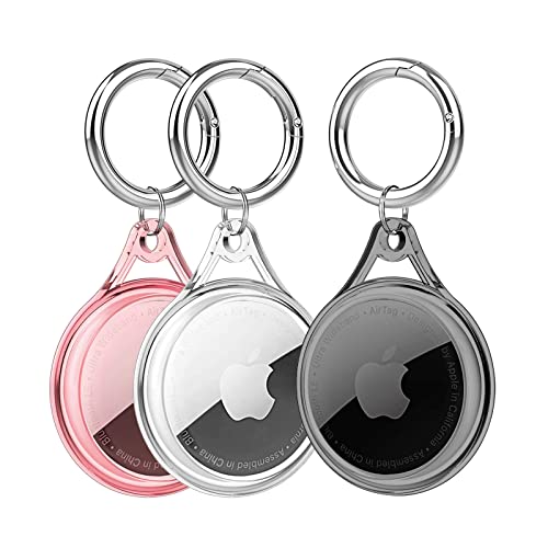 Waterproof Airtag Holder Case, Airtag Dog Collar Holder Case,Airtag Keychain Accessories,Soft TPU Full Protecive Anti-Scratch Air tag Case GPS Tracker for Luggage,Keys,Cat&Dog Collar-3 Color - color: Black+Clear+Pink