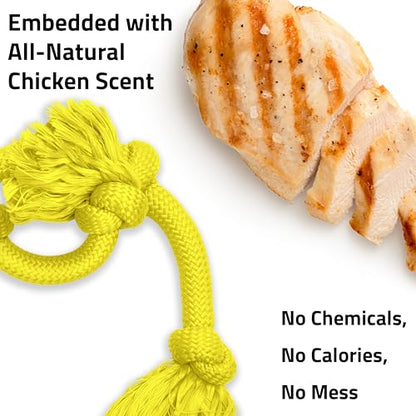 Playology Dog Toys | Dri-Tech Rope Tug of War Dog Toy for Tough Chewers | Chicken Scented Mega Size Tug Rope Toys for Extra Large Dogs - size: Mega, style: Chicken