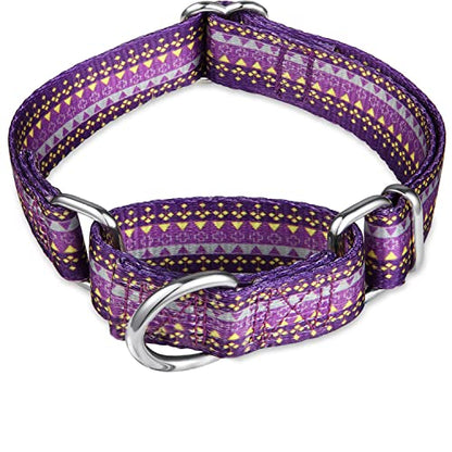 Martingale Dog Collar Dark Purple, Neck 11"-15.5", Wide :1", Soft Durable No Pull Anti-Escape Pet Collar for Small Dogs - color: Dark Purple, size: Small/Medium: 11"-15.5", 1" Wide