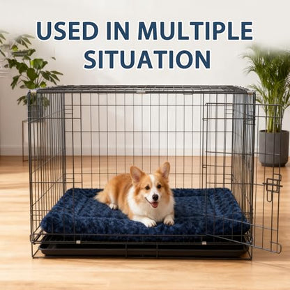 Dog Beds Crate Pad, Dog Bed Mat for Smal Dogs Sleeping, Soft, Durable, Washable & Anti-Slip Crate Pads, Reversible Mat Bed Kennel Mat Cat Bed - color: Navy Blue, size: S(24"*18"*1.5")