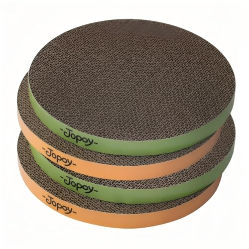 Round Cat Scratcher Replacement Pads -Circle Scratcher Pad Cardboard Cat Scratchers Refill 10 inch Diameter 7/8 inch Thickness(Green and Yellow Cardboard 4PCS) - color: Green and Yellow cardboard 4PCS
