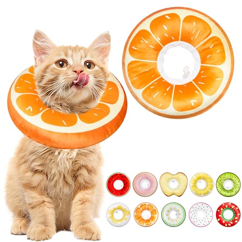 Cat Cone Collar Soft, Adjustable Cat Recovery Cone to Stop Licking, Cute Kitten Donut Collar After Surgery, Elizabethan Collars for Kittens, Lightweight Cats Neck Cones (Orange, Small) - color: Orange, size: Small