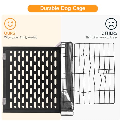 ONBRILL Dog Crate with Cushion, 38" Wood Heavy Duty Dog Crate Furniture with Flip Top & Wheels for High Anxiety Dog, Escape Proof Pet Cage for Small/Medium Dogs - size: 38.2"L x 27.2"W x 24.4"H