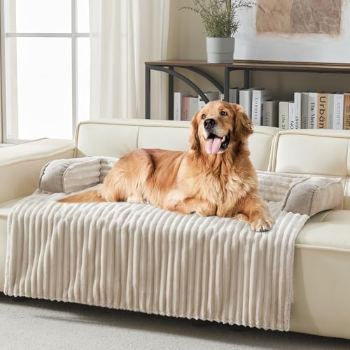 WINDRACING Luxury Dog Couch Bed, Washable Calming Dog Couch Cover, Couch Protector for Dogs, Waterproof Sofa Bed, Pet Bed Mats for Sofa, Pet Sofa Covers （Beige M:35"X31"X4.5" - color: Beige, size: M:35"x31"x4.5"
