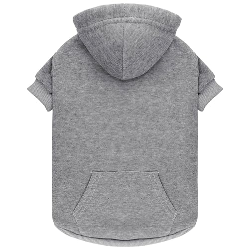 Dog Hoodie Dog Sweaters for Small Dogs Pet Sweater Solid Soft Brushed Fleece Pet Clothes Hoodie Sweatshirt with Pocket(Grey-XS) - color: Grey, size: X-Small