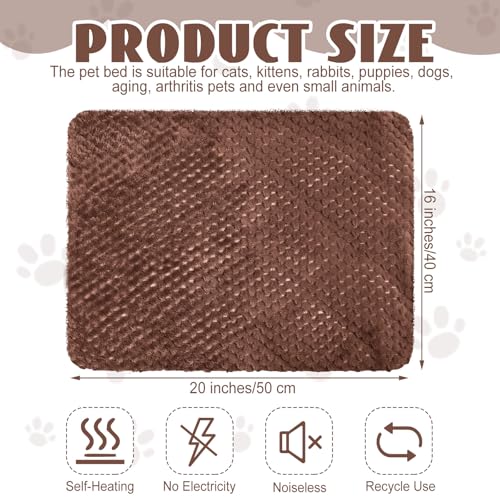 Drydiet 4 Pcs Self Heating Cat Pad Self Warming Cat Bed Dog Heating Pad Washable Thermal Pet Mat for Indoor Outdoor Pet 16 x 20 Inch Removable Non Slip(Coffee) - color: coffee