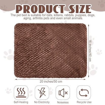 Drydiet 4 Pcs Self Heating Cat Pad Self Warming Cat Bed Dog Heating Pad Washable Thermal Pet Mat for Indoor Outdoor Pet 16 x 20 Inch Removable Non Slip(Coffee) - color: coffee
