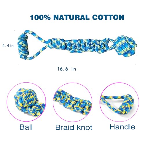MQUMD Dog Rope Toy, Indestructible Cotton Ropes Dog Toy, Dental Cleaning and Teeth Care Dog Toy, Heavy Duty Dog Chew Toy, Interactive Tug of War Pet Toy for Large & Medium Dog