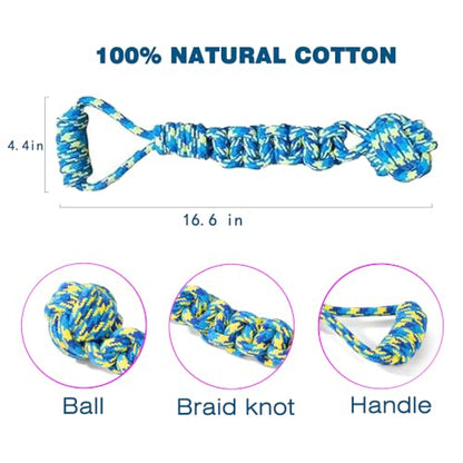MQUMD Dog Rope Toy, Indestructible Cotton Ropes Dog Toy, Dental Cleaning and Teeth Care Dog Toy, Heavy Duty Dog Chew Toy, Interactive Tug of War Pet Toy for Large & Medium Dog