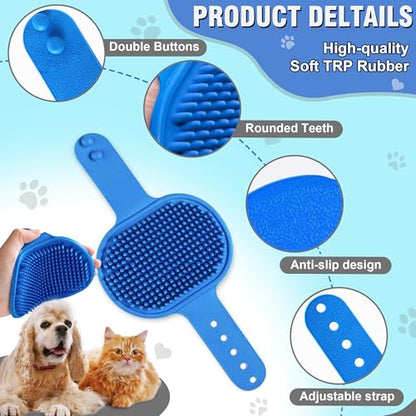 Dog Bath Brush, Premium Rubber Dog Shampoo Brush with Adjustable Ring Handle, Soothing Massage Comb for Long and Short Haired Dogs & Cats - color: Dog Bath Brush with Silicone for Massaging