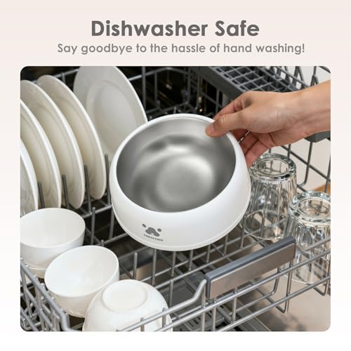 PAWGETHER® Stainless Steel Dog Bowls, Dog Food and Water Bowl Non-Slip Easy to Clean Dishwasher Safe for Puppy Small Medium Dogs Cats White 34oz - color: White (34oz)