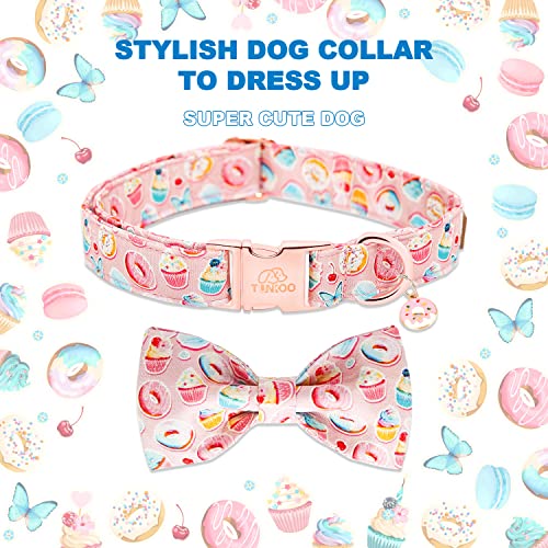 Tunkoo Pink Dog Collar with Bow Tie Cute Cake - Durable, Adjustable, and Stylish Pet Collar Available in Small Medium Large S - color: Cake Collar, size: Small