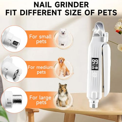 2 in 1 Dog Nail Clippers an Nail Grinder Pet Trimmers for Dogs Cats Claw Nail Care Tool USB Rechargeable Dogs Nail Trimmer with LED Lights and Storage Bag Low Noise Pet Electric Grinder